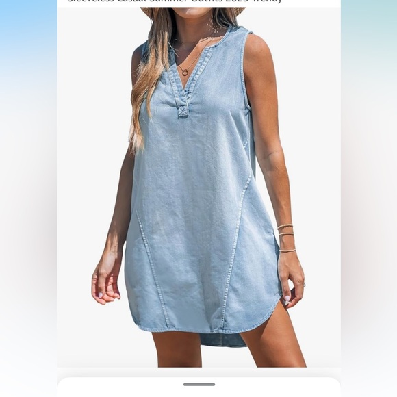 Cupshe Dresses & Skirts - Cupshe NWT Light Blue Sleeveless LIDHTWEIGHT Denim HI/LOW MINI Dress C…